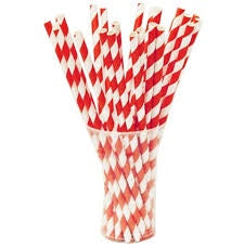 Straws - Red & White (Paper) - Mad Parties & Supplies