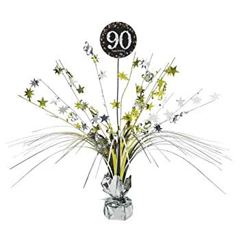 Spangle Centrepiece - 90th (Gold/Black) (9901725) - Mad Parties & Supplies