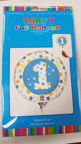 Airfilled Balloon - No 1 Blue (E2167) - Mad Parties & Supplies