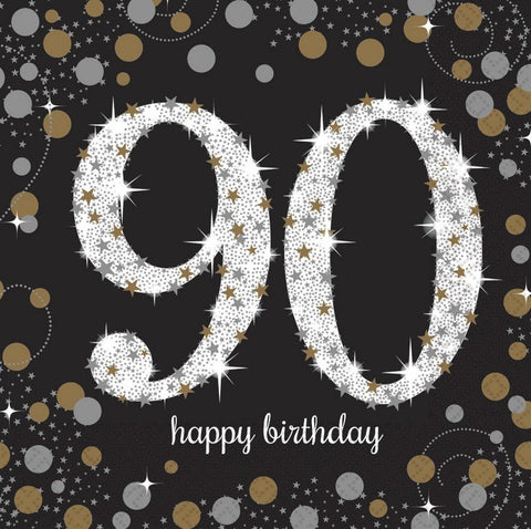 Napkins - Beverage - Happy Birthday 90 (Sparkling Celebrations) (5018737)