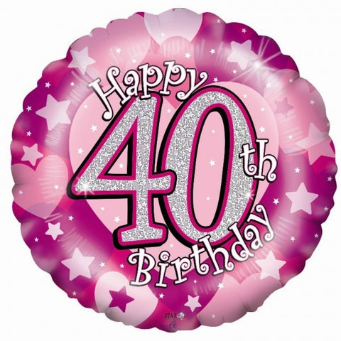 Foil - 18" - 40th Metallic Pink (FBO89) - Mad Parties & Supplies