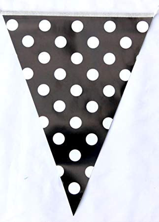 Flag Bunting - Black & White Spots (10020) - Mad Parties & Supplies