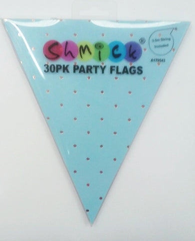 30 Pkt Party Flags - Blue & Gold spots (A179543) - Mad Parties & Supplies