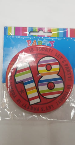 Badge - 18th (Large) - Mad Parties & Supplies