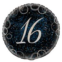 Foil - 18" - 16th - Black & Silver (55805) - Mad Parties & Supplies