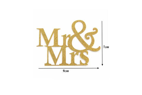 Cake Topper - Paper - Mr & Mrs (Gold or Silver)