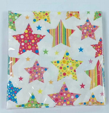 Napkins - Lunch - Multi-coloured Stars (E572)