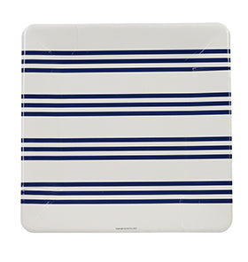 Plates - Square - Blue & White Stripes - Mad Parties & Supplies