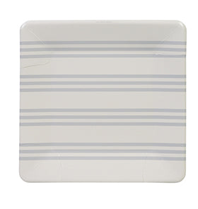 Plates - Square - Grey & White Stripes - Mad Parties & Supplies