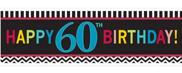 Sign Banner - Happy 60th Birthday (120090) - Mad Parties & Supplies