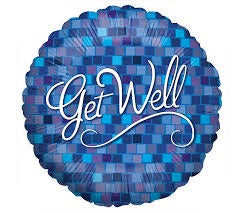 Foil - 18" - Get Well (Blue) - Mad Parties & Supplies