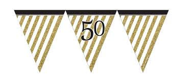 Flag Bunting - 50th (Gold & Black stripes) (M273) - Mad Parties & Supplies