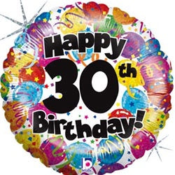 Foil - 18" - 30th Happy Birthday - Mad Parties & Supplies