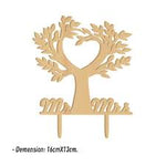 Cake Topper - Mr & Mrs - Tree - Wooden - Mad Parties & Supplies