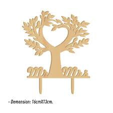 Cake Topper - Mr & Mrs - Tree - Wooden - Mad Parties & Supplies