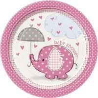 Plates - 7" - Lunch - Baby Shower Elephant Pink (41654) - Mad Parties & Supplies