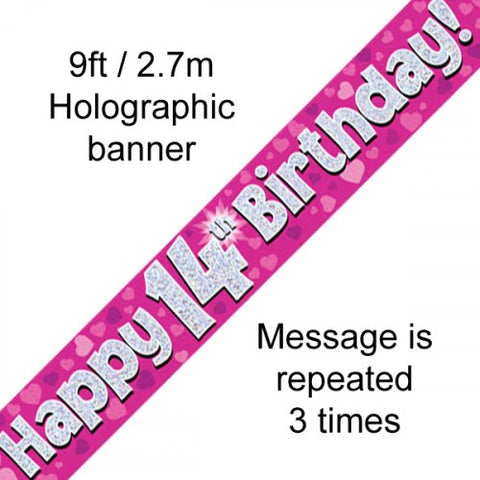 Banner - Happy 14th Birthday (Pink) (624467)