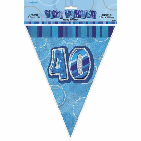 Flag Banner - 40th Blue (55305) - Mad Parties & Supplies