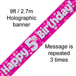 Banner - Happy 5th Birthday (Pink) (109405)