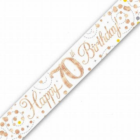 Banner - Sparkling Fizz - Happy 70th Birthday (Rose Gold) (625464) - Mad Parties & Supplies