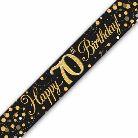 Banner - Sparkling Fizz - Happy 70th Birthday (Black & Gold) (625600) - Mad Parties & Supplies