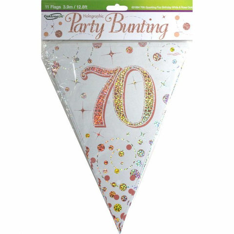 Flag Bunting - 70th (Rose Gold) (631984) - Mad Parties & Supplies