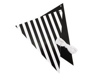 Flag Bunting - Black & White Stripes (5219SBKP) - Mad Parties & Supplies