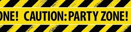 Banner - Caution Party Zone (E5661) - Mad Parties & Supplies