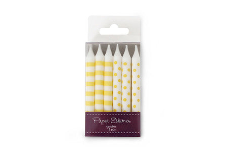 Candle - Yellow & White (CDLC5943) - Mad Parties & Supplies