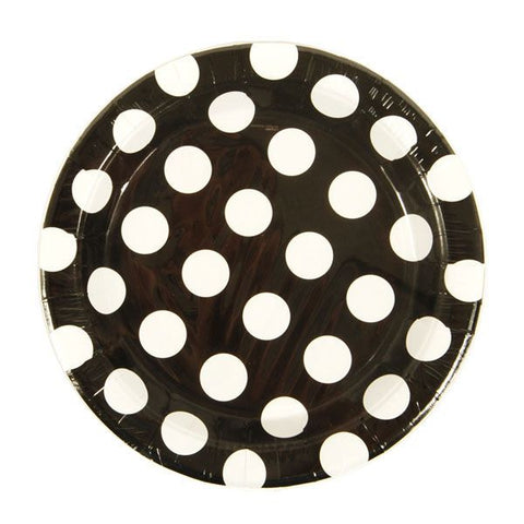 Plates - 7" - Lunch - Paper - Black & White Spots (37454) - Mad Parties & Supplies