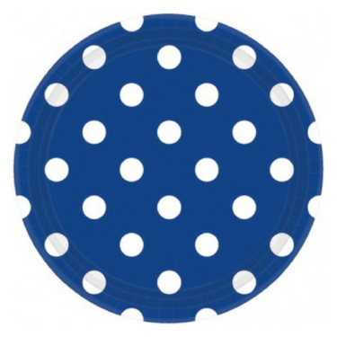 Plates - 7" - Lunch - Paper - Blue & White Spots (37504) - Mad Parties & Supplies