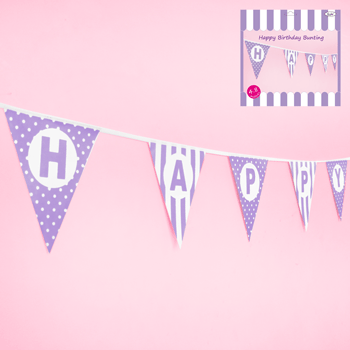 Flag Bunting - Happy Birthday (Purple) (A115909) - Mad Parties & Supplies