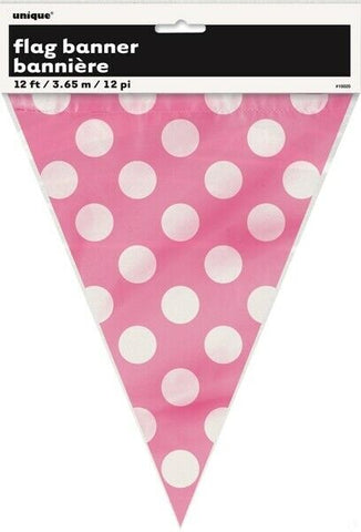 Flag Bunting - Pink & White Spots (10025) - Mad Parties & Supplies