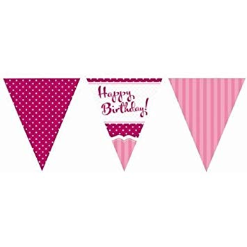 Flag Bunting - Pink - Happy Birthday (M105) - Mad Parties & Supplies