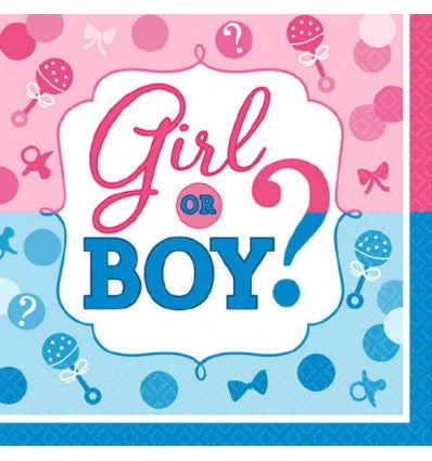 Napkins - Beverage - Girl or Boy? (501573) - Mad Parties & Supplies