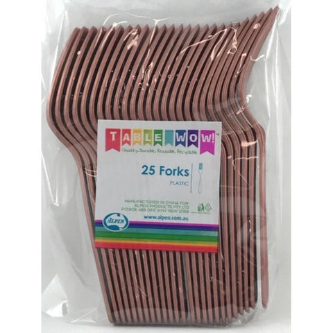 Fork - Pkt 25 - Rose Gold - Mad Parties & Supplies