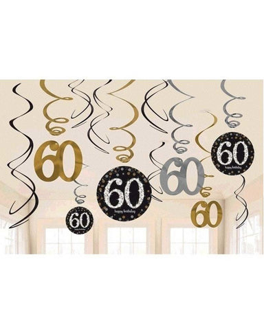 Hanging Swirl Decorations - 60th (670480) - Mad Parties & Supplies