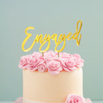 Cake Topper Plated Metal  - Engaged (Rose Gold) - Mad Parties & Supplies
