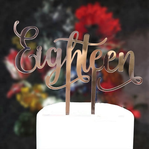 Acrylic Cake Topper - Eighteen (18) - Rose Gold - Mad Parties & Supplies