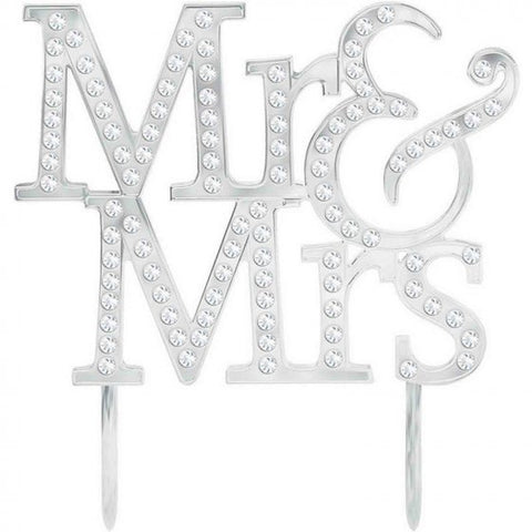 Cake Topper with Gems - Mr & Mrs (100008) - Mad Parties & Supplies
