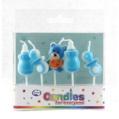 Candle - Set of 5 - Baby Shower Boy (Blue) (442502) - Mad Parties & Supplies