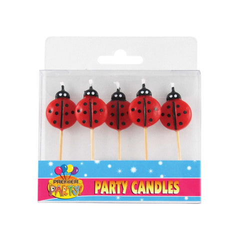 Candle - Set of 5 - Ladybug (442213) - Mad Parties & Supplies