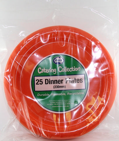 Plates - 9" - Dinner - Pkt 25 - Orange - Mad Parties & Supplies