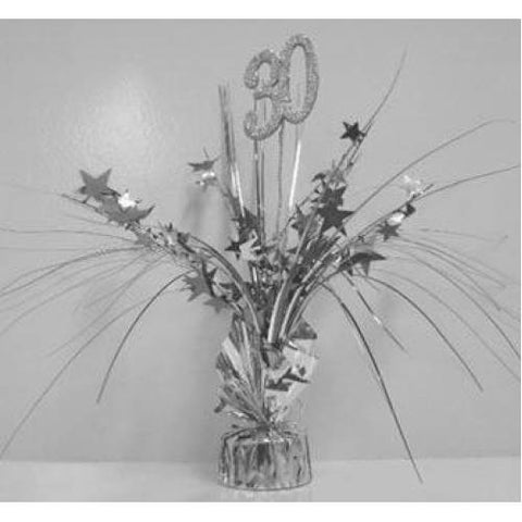 Spangle Centrepiece - 30th (Silver) (ZSBW1587) - Mad Parties & Supplies