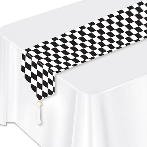 Table Runner - Checkered (Black & White) (54100) - Mad Parties & Supplies