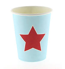 Cups - Blue with Red star - Mad Parties & Supplies