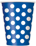 Cups - Paper - Blue with white spots (37506) - Mad Parties & Supplies