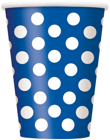 Cups - Paper - Blue with white spots (37506) - Mad Parties & Supplies
