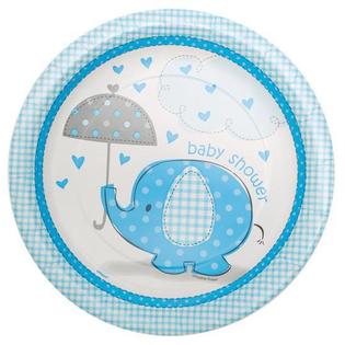 Plates - 9" - Dinner - Baby Shower Elephant Blue (41695) - Mad Parties & Supplies