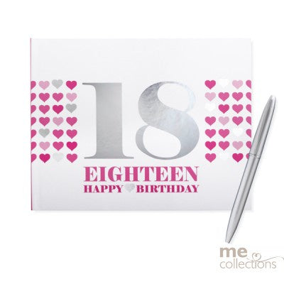 Guestbook -  18th Birthday Pink with Pen (T518F) - Mad Parties & Supplies